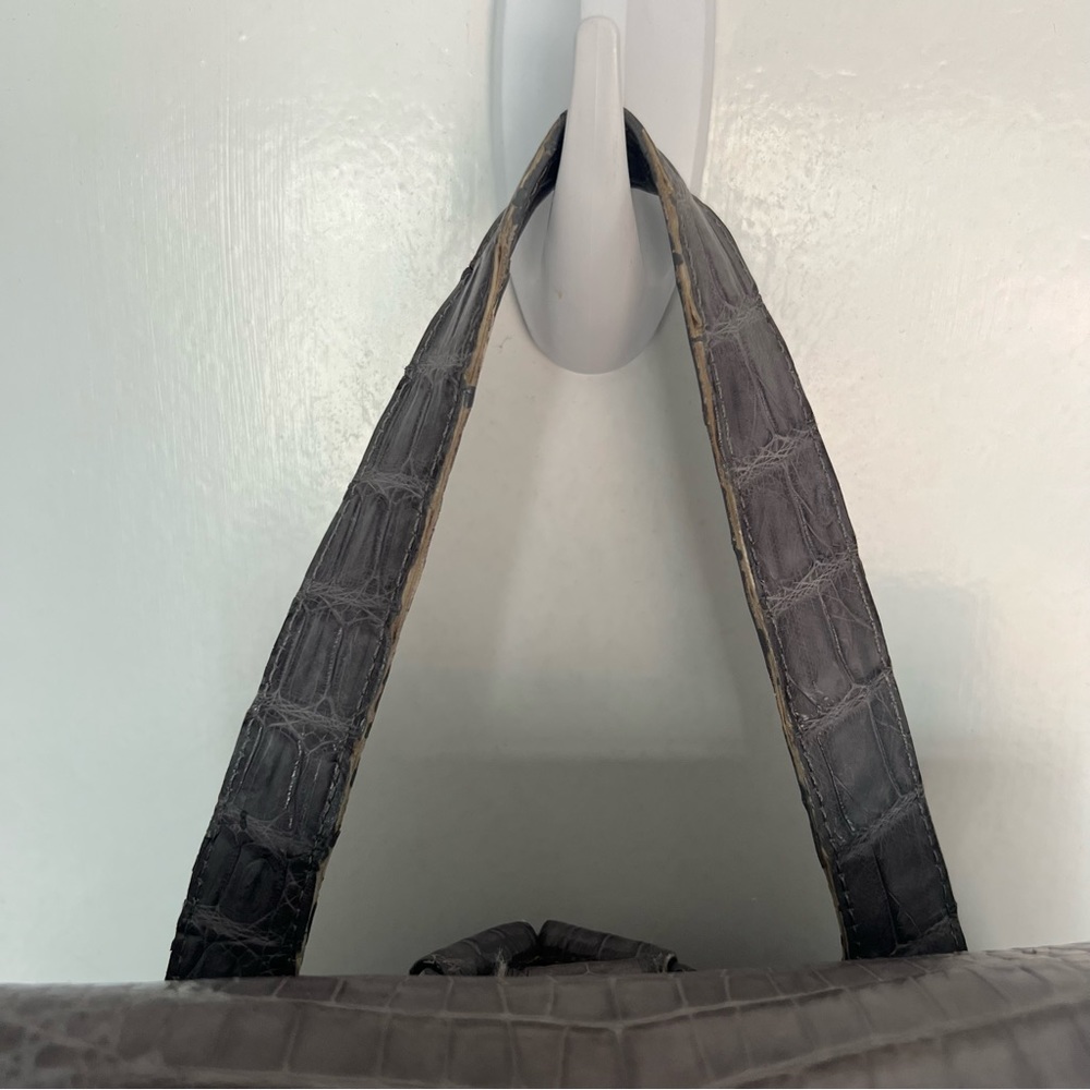 Nancy Gonzalez Grey Crocodile Drawstring Backpack - image 2